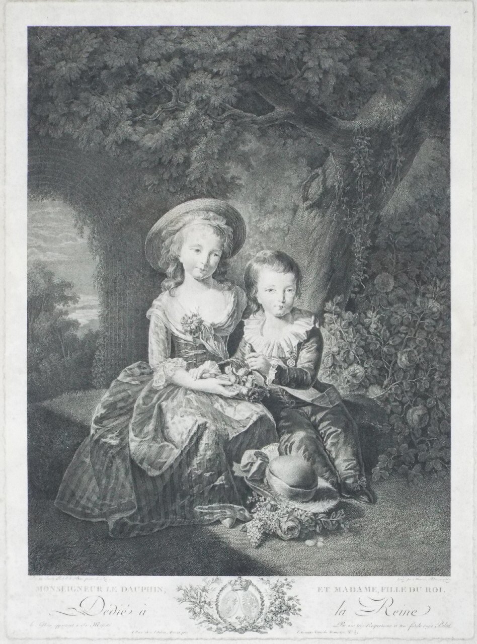 Print - Monsieur le Dauphin et Madame, Fille du Roi. - Blot